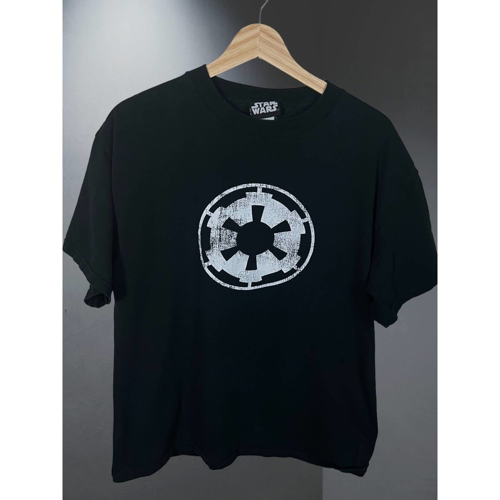 Vintage Star Wars Empire Imperial Logo Black T-Shirt - Pre Disney